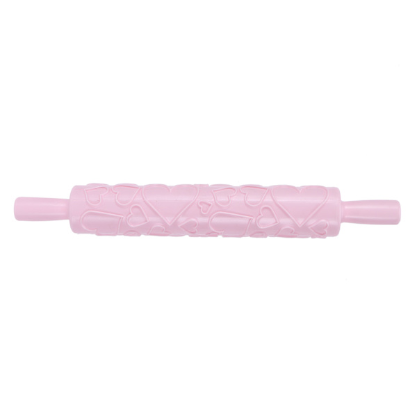 Fondant kagerulle i plast med præget mønster til kager, kiks, bagværk og kagedekoration (hjerteform)