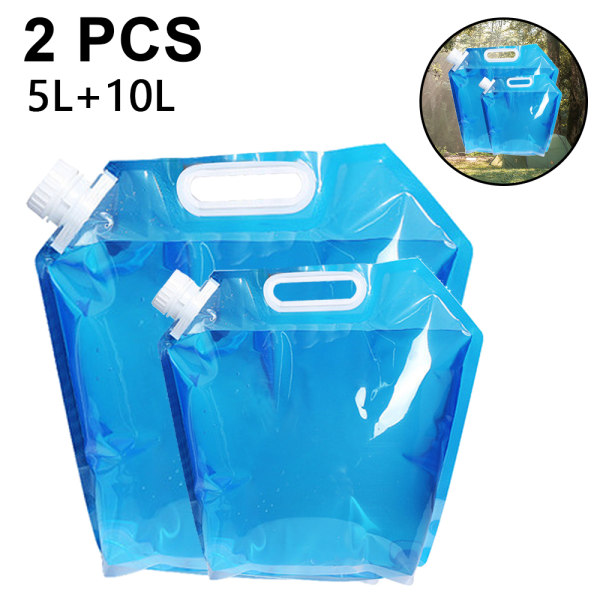 Sammenklappelig vandbeholder, BPA-fri plastikvand 2PCS
