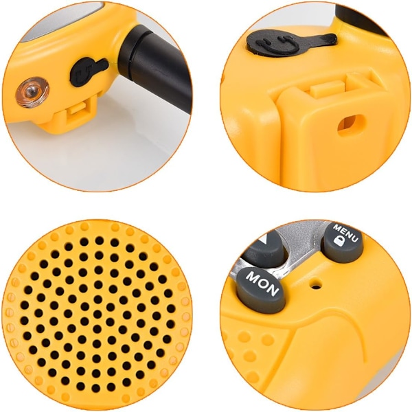 Håll Kontakten: Barnens Walkie Talkies med Ljusgul Färg, Lättanvända Funktioner och Säkert ABS-Material, Perfekt för Vardagsäventyr