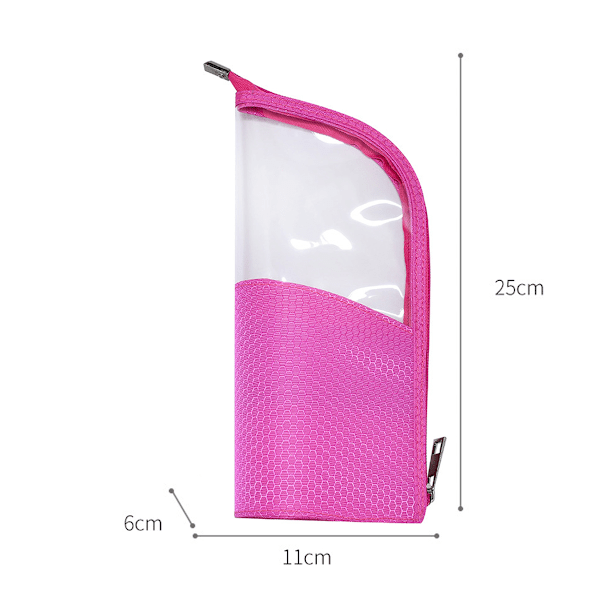 Dam Handhållen Halvrund Transparent Sminkväska Sminkborste Organizer Väska Bright red