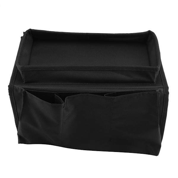 1 stk. Sofa Armrest Hængende TV Fjernbetjening Organizer Couch Opbevaringspose med Kopholder Bakke(Sort)19cm