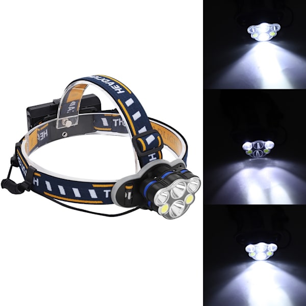 Starkt ljus fiske pannlampa LED+COB utomhus vattentät ficklampa