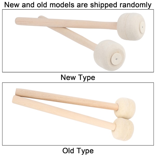2 stk. trommestikker av høy kvalitet med ull og treskaft - tilbehør til perkusjonsinstrumenter