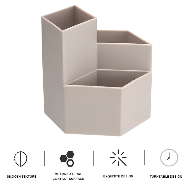 Plastik Makeup Penselholder, Kosmetik Pensel Opbevaringsarrangør til Badeværelse, 3 Rum Alt-i-Én