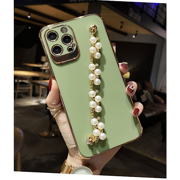 Anvendelig til Apple 12 Pro Max telefonetui 7 8 perle armbånd telefonetui avocado grøn