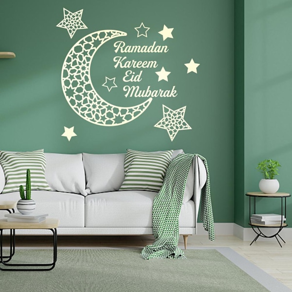 Ramadan Crescent Acrylic Mirror Sticker 3D Self Adhesive Wall Sticker for Doors Windows Closets