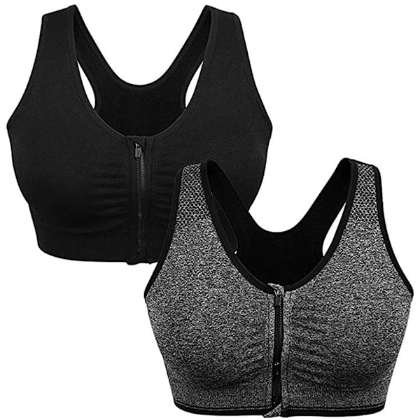 Women's Zip Front Sports Bra Wireless Post-Surgery Bra Active Yoga Sports Bras