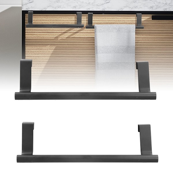 2 stk. håndkleholder svart hengbar slagfri spikerfri skapdør håndkleholder for hjem hotell 23CM