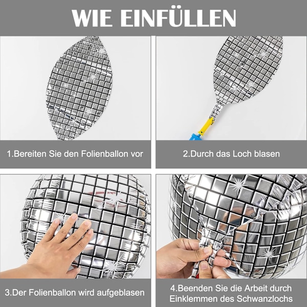 6-pack disco spegelfolie ballonger, 70-tal 80-tal retrofestdekoration