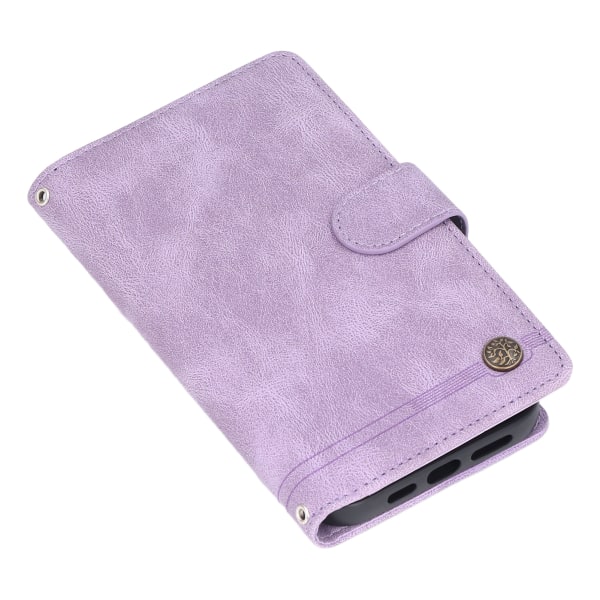 Pung Etui Multifunktion PU Læder Lynlås Kortholder Med Stativ Flip Cover til IPhone 13