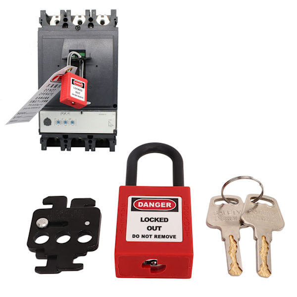 MCB Lockout Tagout Stålkretsbryterlås 38mm Shackle Nylonhänglås för Schneider Kretsbrytare