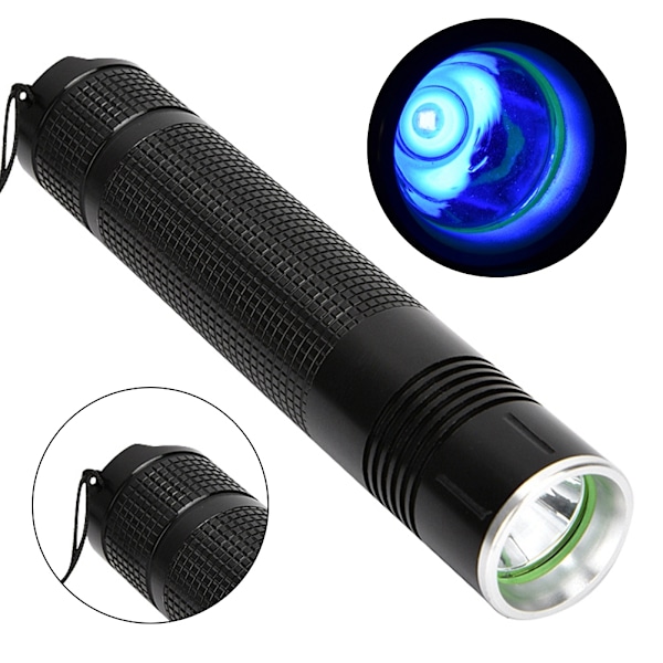 LED-ficklampa i aluminium med UV-ljus, ficklampa med fluorescerande ljus för att upptäcka pengar
