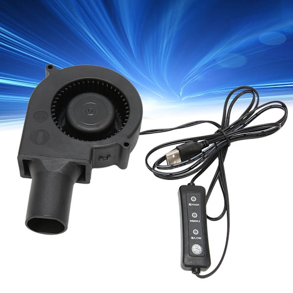USB Blæser Fan 3.8in 3 Hastighedstilstand DC 5V Børsteløs 3800 RPM 22 CFM Computer Køleventilator til PC Elektronik 3D Printer