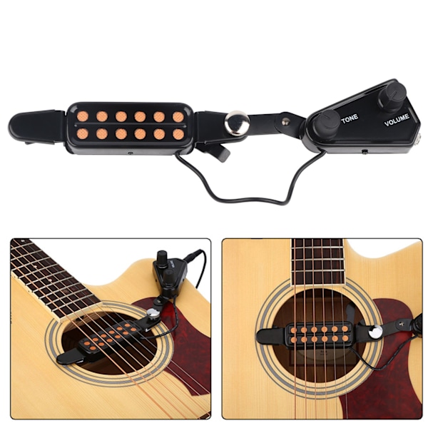 12-hulls magnetisk pickup-transduser med volumtone-tunersett for akustisk gitar