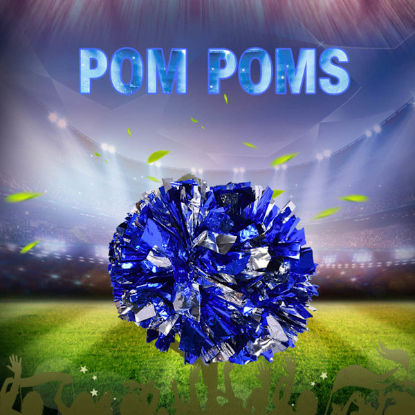 Hejaklacksledare Aerobics Pom Poms Pompoms för Dansfest Skolsports Tävling (Silver  Blå)