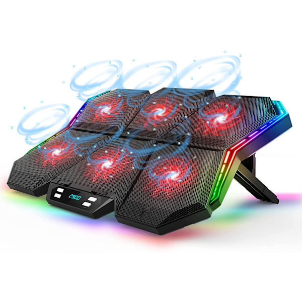 12-tilainen RGB-kannettavajäähdytysalusta LED-näytöllä, pelikannettavan jäähdytin