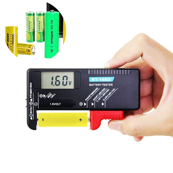 Batterikapacitetstestare med snabb testhastighet för hushållsbatterier, portabel batteritestare voltmätare för dagligt bruk, digital display
