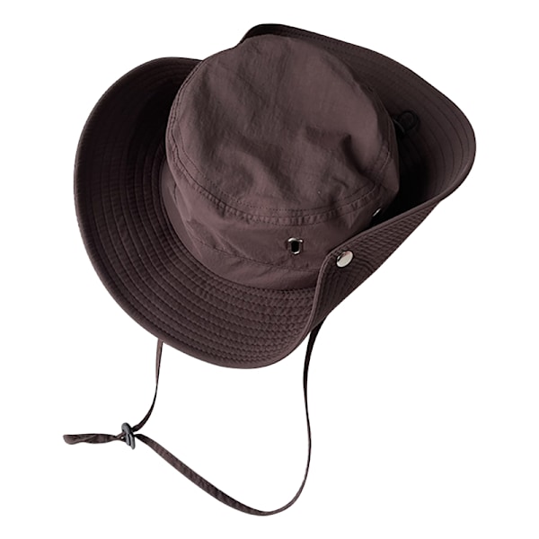 Cowboyhatt Andningsbar Dragsko Solskydd Solskydd Western Cowboyhatt för Utomhus Bergsklättring Fiske Mörkbrun M(56‑58cm)