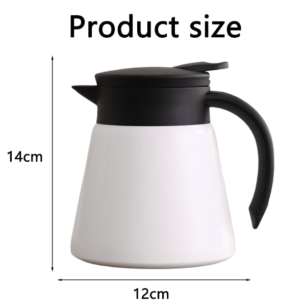880ml Termoskanna, Kaffekanna i rostfritt stål med tryckknapp, för kaffe, te, dryck White