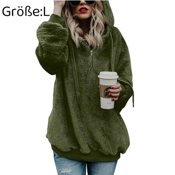 1 ST fleecejacka-militärgrön-S Hoodies, Pullover, Sweatshirts military green L