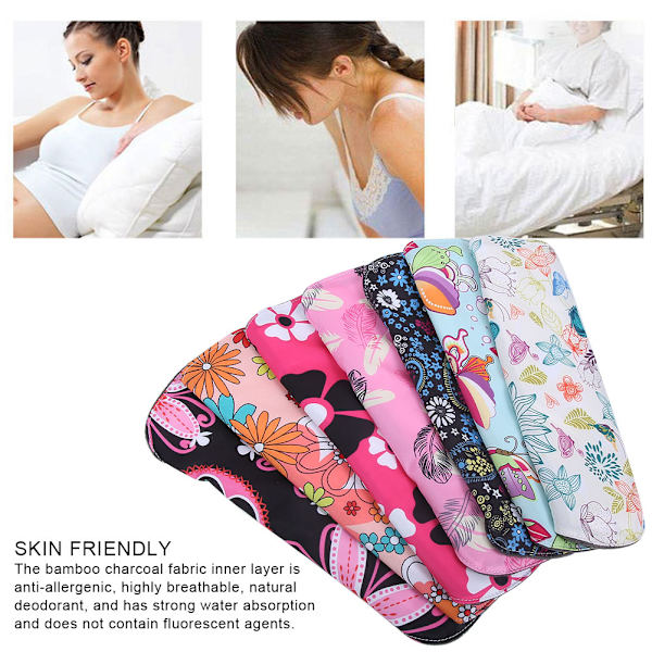 7 stk. Genanvendelige Stofbind til Kvinder - Vaskbare Bambus Menstruationsbind - Damebind i Stof - MType C