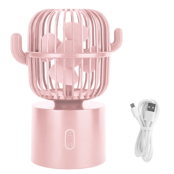 Mini Fläkt Kaktus Rörligt Huvud USB Laddning Portabel Skrivbords Mini Fläkt för Kontor Hem Rosa