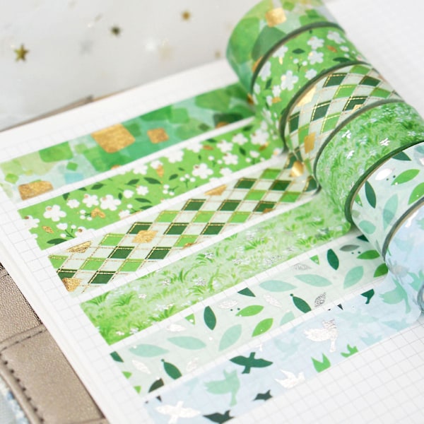 Blommigt Washi Tejp Set, 12 Livfulla Rullar för Konst och DIY-hantverk, Högkvalitativt Papper, Långvarig Färg, Elegant Presentförpackning, Skadar Inte