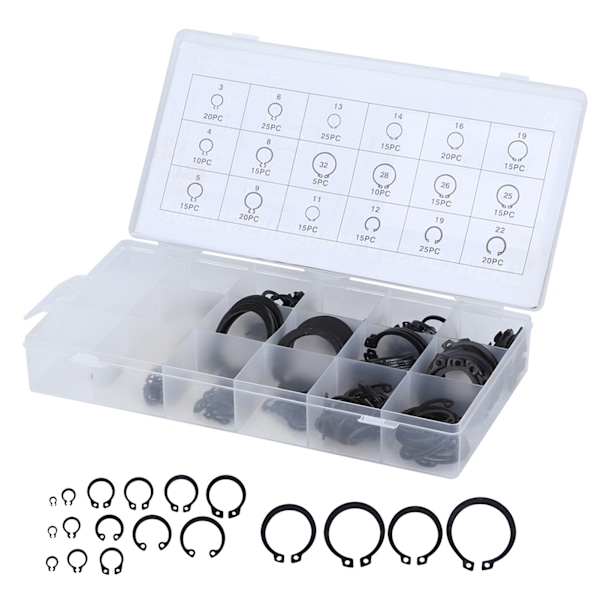 300 st 2-32 mm E-klämma Snap Circlip Kit Externt Hållring Sortiment Set