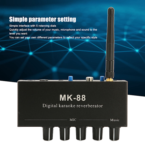 6,5 mm Karaoke Mixer Aluminiumlegering Dobbelt Mikrofonindgang Bærbar Digital Karaoke Reverberator til DJ Musik Scene KTV