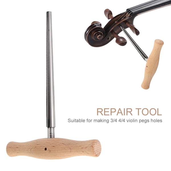 Violin Peg Hole Reamer 1:30 Taper med træhåndtag til 3/4 4/4 violiner