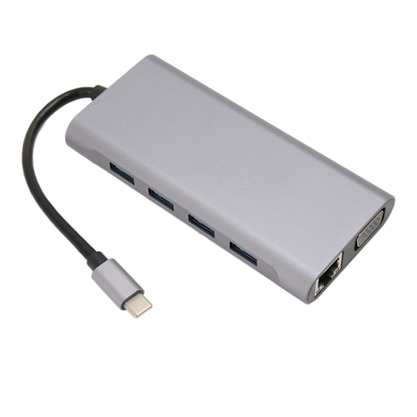 11-i-1 USB C Hub Multiport Adapter 4xUSB3.0 HD 4K VGA RJ45 Ethernet PD Laddning 3.5mm Ljud USB C Dockningsstation