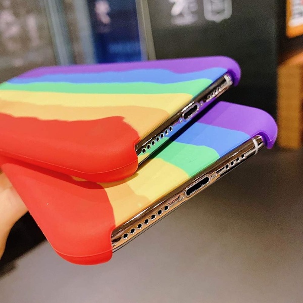 Färgglad Regnbåge för iPhone Flytande Silikon Fräscht och Sött Skyddande Mobilskal, för Tjejer, Kvinnor, Män (Regnbåge) Rainbow iphone 11 Pro Max