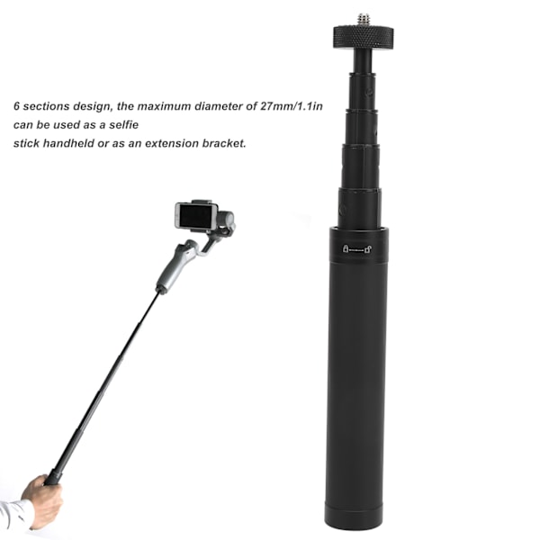 6 Sektioner Teleskopisk Triaxiell Stabilisator Förlängningsstång Bärbar Förlängning Selfie Stick