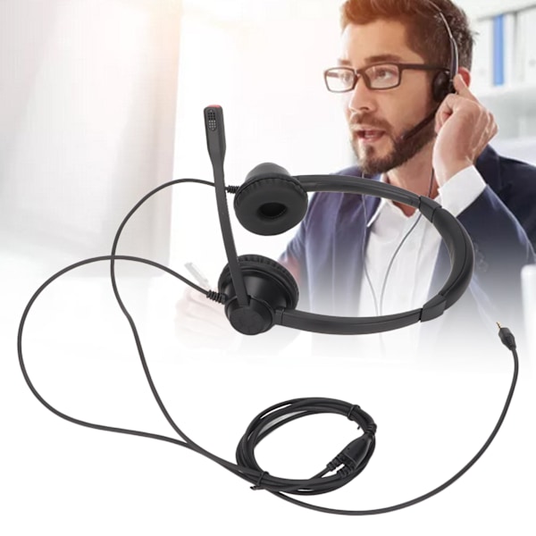 Binaural 3,5 mm erhvervsh headset dobbeltsidet headset med HD stereolyd til konferenceopkald Callcenter onlinekurser