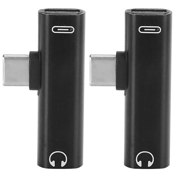 2 kpl 2-in-1 TypeC - 3,5 mm:n ääniavustuskaapelin johtolaturi, kuulokemikrofonin jakosovitin (musta)