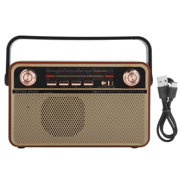 FM/AM/SW Radio Bærbar USB-lading Radiomottaker for U Disk Bluetooth Minnekort Hjem