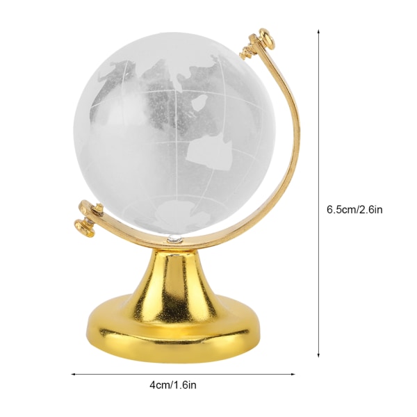 Round Earth Globe Världskarta Kristallglasbollsfär Hemkontorsdekor Present (Gyllene)
