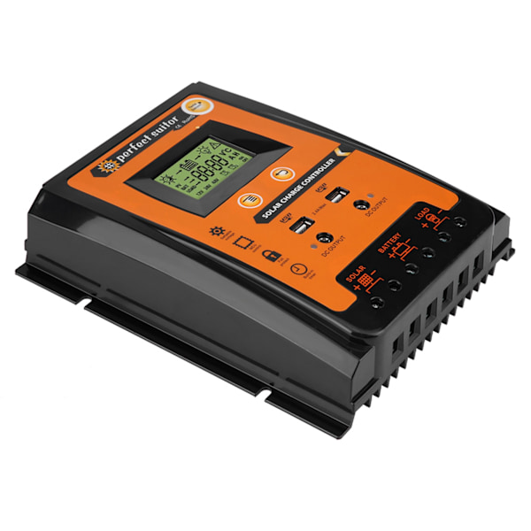 12V/24V 70A PWM&amp;MPPT Kort Versjon Solcellelader Solpanel Batteriregulator Dual USB LCD-skjerm