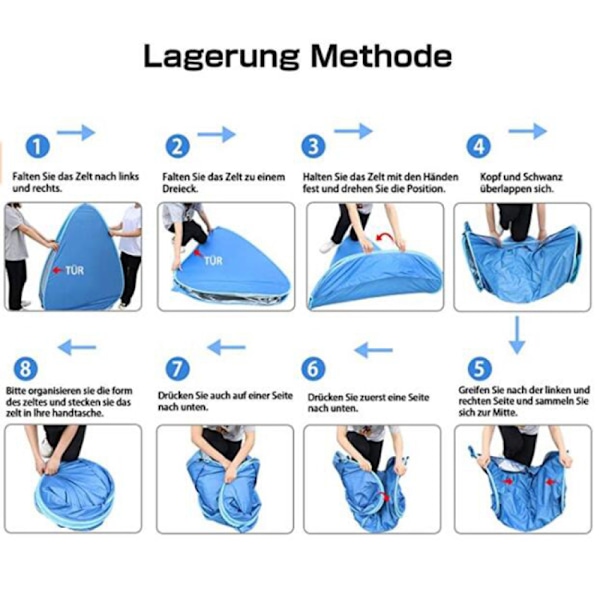 Pop Up Strandtält med Automatisk Pop Up för Snabb Uppställning, Portabelt Tak med Säkert Material och Bärväska för Dina Äventyr på Stranden, i Trädgården och på Campingen