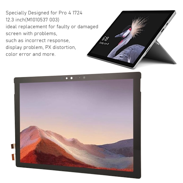Laptop pekskärm ersättning hög noggrannhet organisk ljusdiod skärm ersättning för Pro 4 1724 12.3in