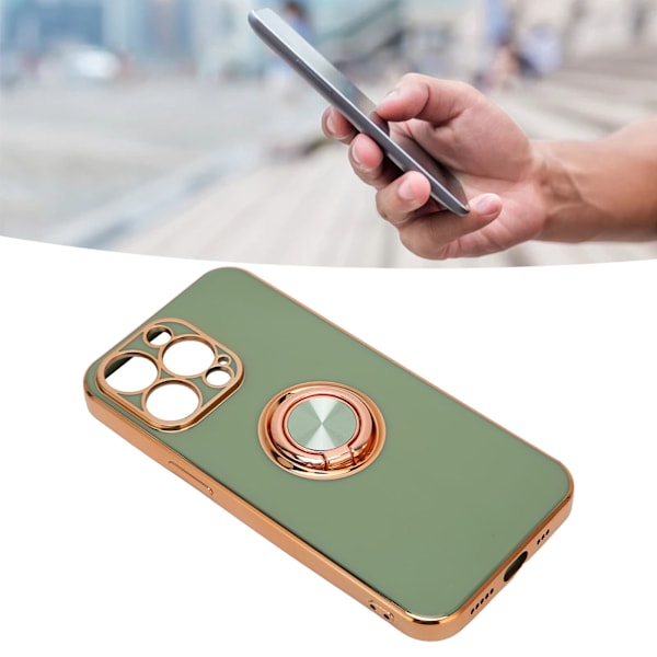 Mobiltelefon Skal Roséguld Galvaniserad Ring Telefonfodral Dam Ultra Tunn Mjuk TPU Telefonfodral för IPhone 13 Pro Fruktgrön