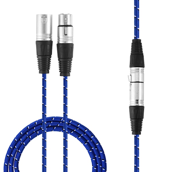 3-pin XLR hann til hunn mikrofon lydforlengelseskabel ledning nylon flettet ledning 3 meter