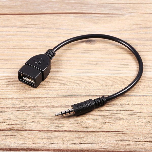 Konverteradapterkabel 3,5 mm han-lyd AUX-stik til USB 2.0 type A hun OTG