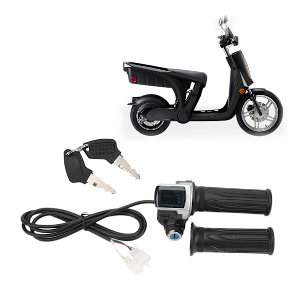 Elektrisk cykel Twist Throttle Grip Lock Key Set LED-indikator til motorcykel scooter 48V