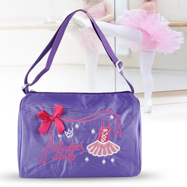 Flickebarn Dans Balett Simväska Ryggsäck Broderad Tote (Lila)