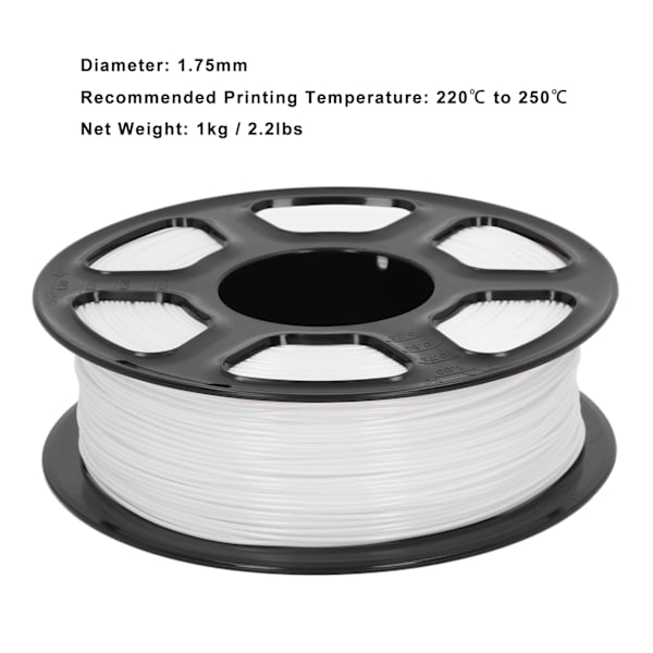 3D-skrivarfilament 1,75 mm 1 kg Nettovikt 220 till 250 Celsius Ren Färg PETG-filament för Påfyllning Ersättning Vit