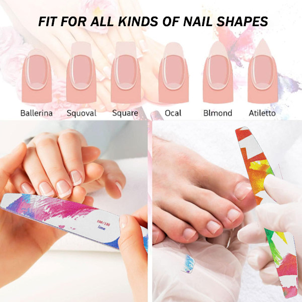 6 st grova nagelfilar 100/180 grit, kraftiga nagelfilar för akryl/naturliga naglar, grov nagelfil för hem & salong