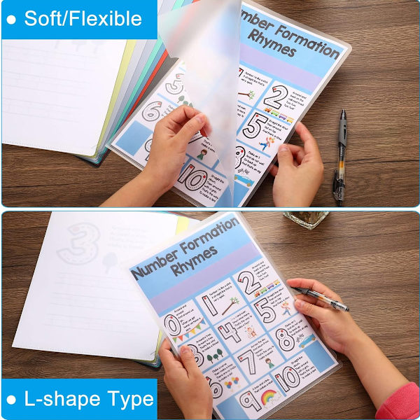 30-pack transparenta dokumentmappar, kopieringssäkra projektpärmar, L-typ, transparenta plastmappar i A4/Letter-storlek i transparent färg