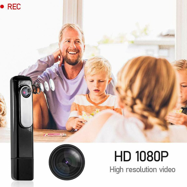 Ingen WiFi-säkerhetskamera, Miniövervakningskamera för 24/7 Loop-inspelning med batteridriven design, 1080P Mikrokamera för övervakning i fickformat
