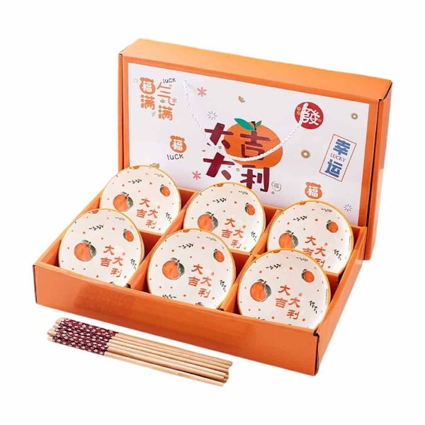 Present Skål Keramisk Färg Värde Skål Chopsticks Set Present Porslin Skål Presentförpackning Skål Vackra souvenirer presentutdelning